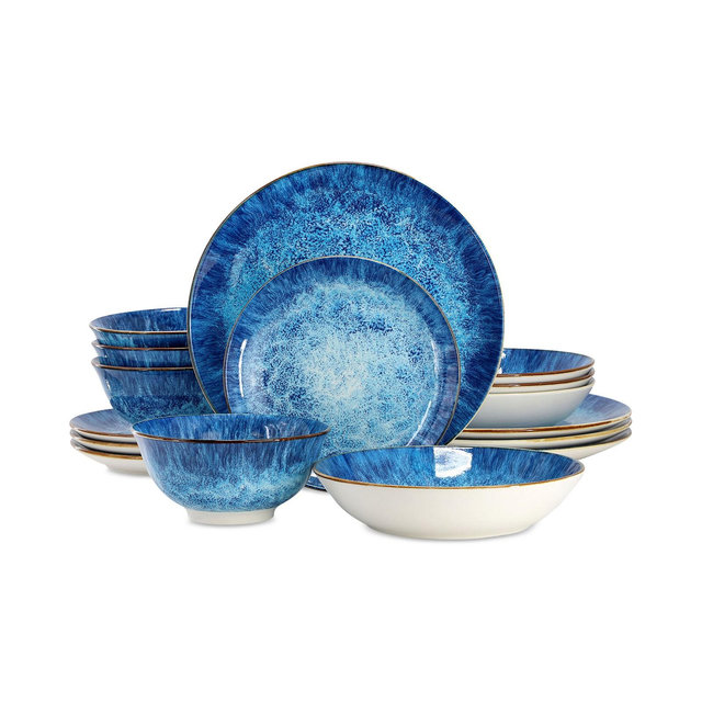 Elama Double Bowl 16 Pc. Dinnerware Set, Service for 4