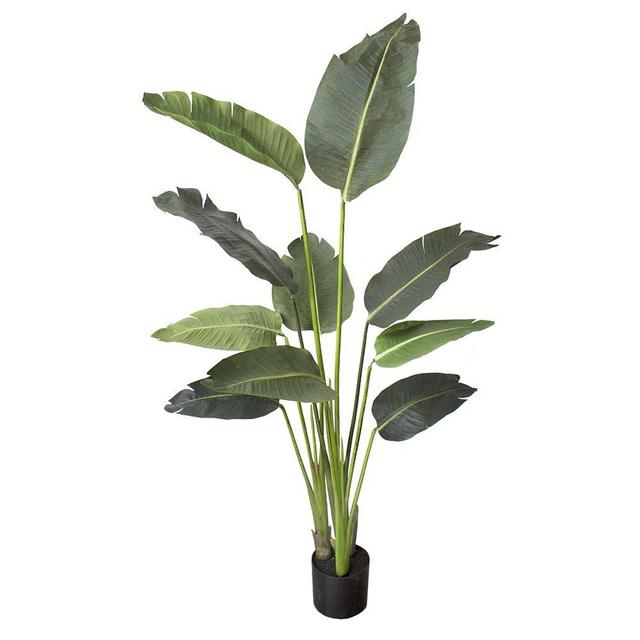One 5 foot Artificial Silk Bird of Paradise Palm Tree Potted Plant