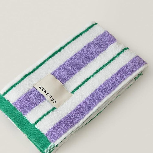 WENSHUO Charming Violet-Striped Pure Cotton Hand Towel,100% Combed Cotton,Luxury Towel,Super Absorbent(Pack of 1) (29.53" L × 13.39" W)