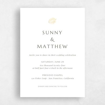 White Greenery Wedding Invitation - Morelos Classic Foil