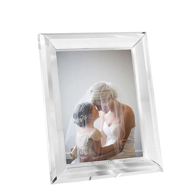 DONOUCLS Crystal 5x7Inch Picture Frame, Wedding Frame Tabletop Display, Display Pictures 5'' x 7'', Comes with Gift Box