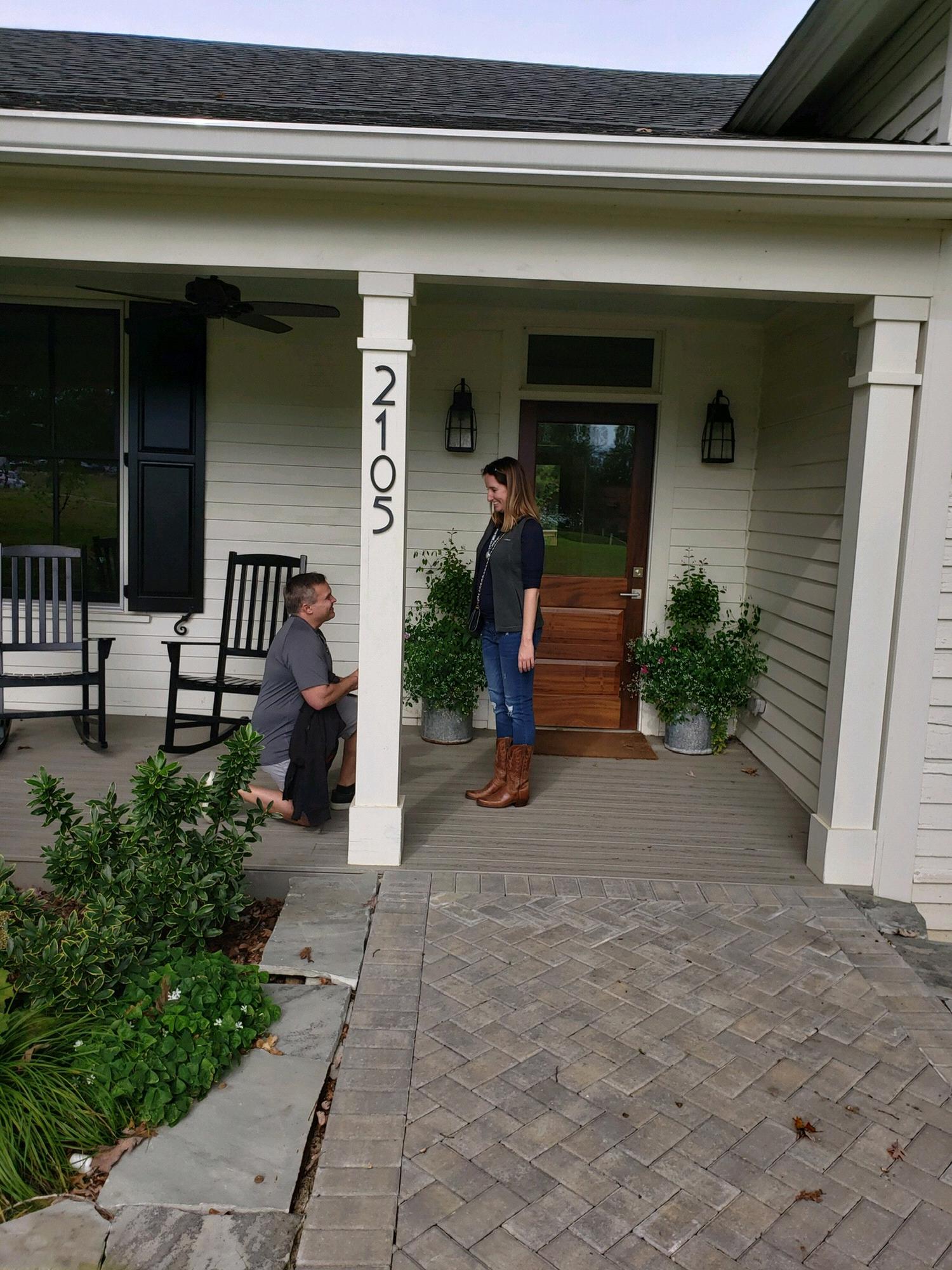 The proposal at the Flower Cottage at Dix Park. Note the post clearly between us because Lauren doesn’t take instruction well! (2019)