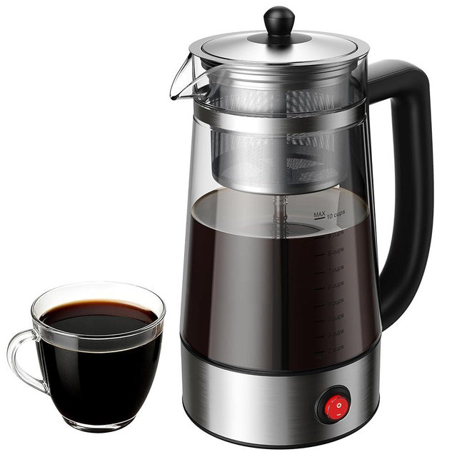 KIDISLE Percolator Coffee Pot Electric, 10-Cup Electric Coffee Percolator with Auto Keep Warm, Stainless Steel Basket, Borosilicate Glass, Cool-Touch Handle