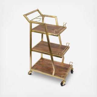 Wood & Metal 3-Tier Bar Cart