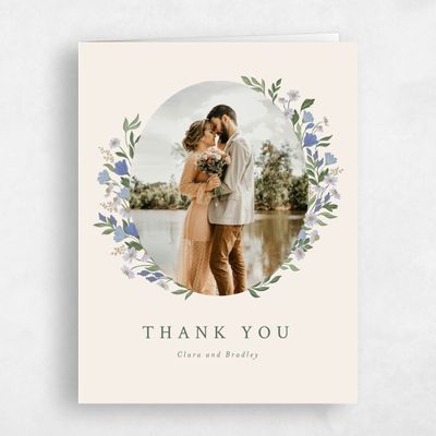 Dark Pastel Blue Wedding Thank You - Florentina Photo