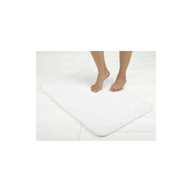 American Soft Linen Fluffy Foamed Non Slip Bath Rug, 21 in 32 in Bath Rugs for Bathroom, 100% Polyester Bath Mat Rugs, White