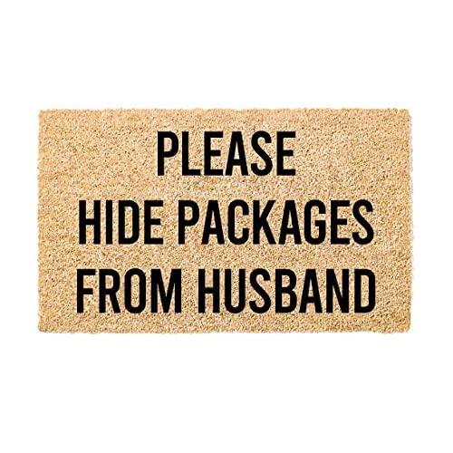 Printed Coir Doormat - Funny - Flocked (Please Hide Packages from Husband)