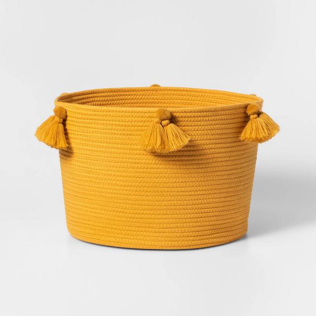 Large Coiled Rope Basket with Tassels Yellow - Pillowfort™