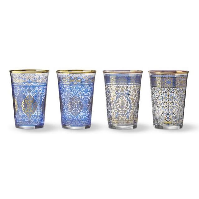 Williams Sonoma Blue Mosaic Tumblers, Set of 4