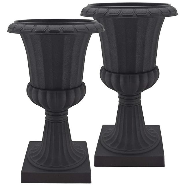 Arcadia Garden Products PL51BK-2 Deluxe Plastic Urn(Pack of 2), Black, 16"x27"