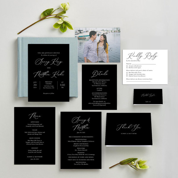 Niligan Portrait | Black | Zola Wedding Invitations
