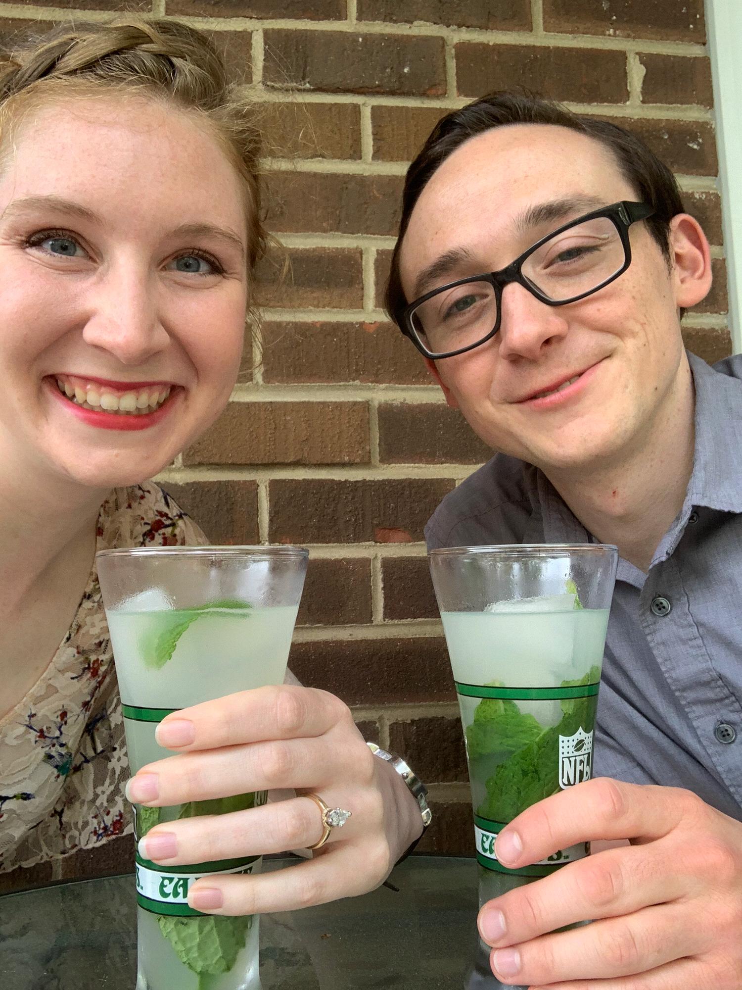 Toasting one year til the wedding!
