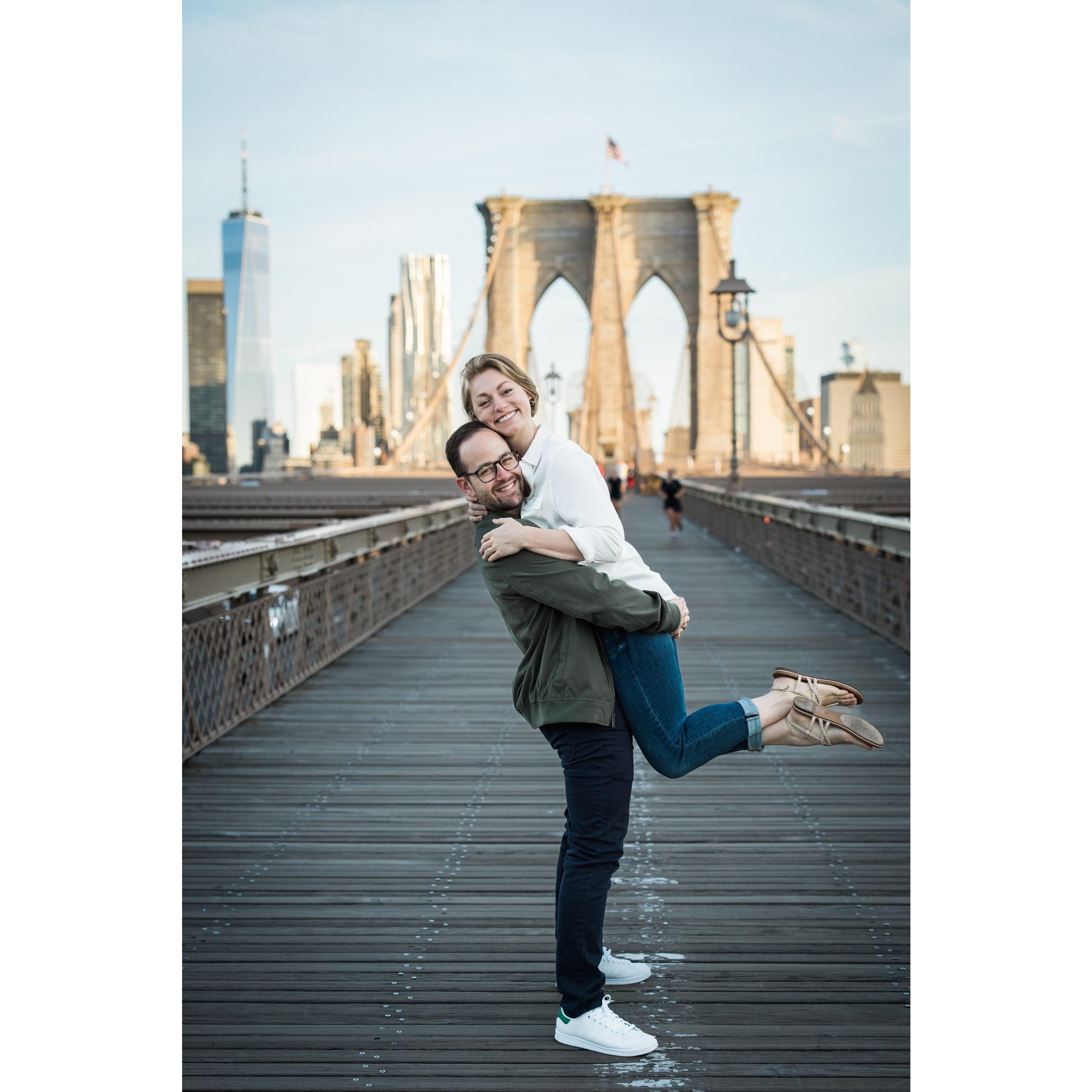 We had our engagement photoshoot with Erica Beckman. We meandered around DUMBO, found some cool murals, and spent some time on the Brooklyn Bridge.