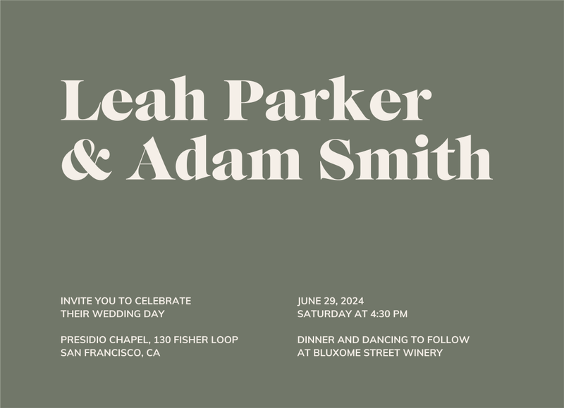 Everett Landscape | Dark Sage | Zola Wedding Invitations