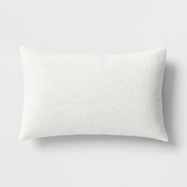 Lumbar Texture Cotton Pillow Ivory - Room Essentials™