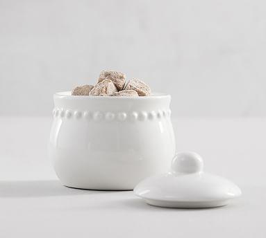 Emma Beaded Stoneware Sugar Bowl (True White)