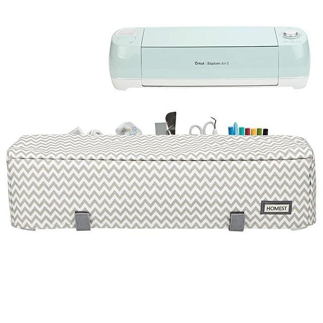 HOMEST Dust Cover with Back Pockets Compatible with Cricut Explore Air 2 and Cricut Explore Air, Maker, Ripple (Patent Design)