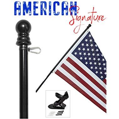 American Flag and Pole kit Set: Includes a 3x5 ft US Flag Made in USA, 6 ft Aluminum Tangle Free Spinning Flag Pole with carabiners, and flagpole Holder Wall Mount Bracket