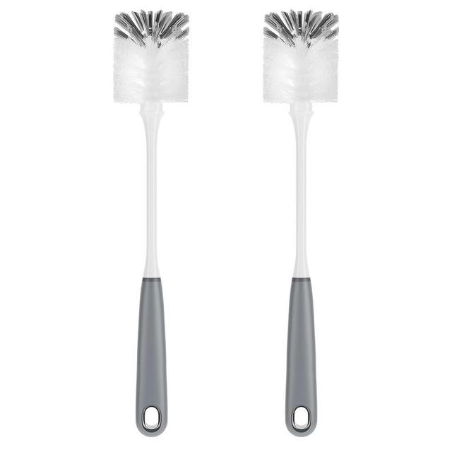 MR.SIGA Long Handle Bottle Brush, Flexible Scrub Brush for Water Bottles, Glasswares, Mugs, Gray, 2 Pack