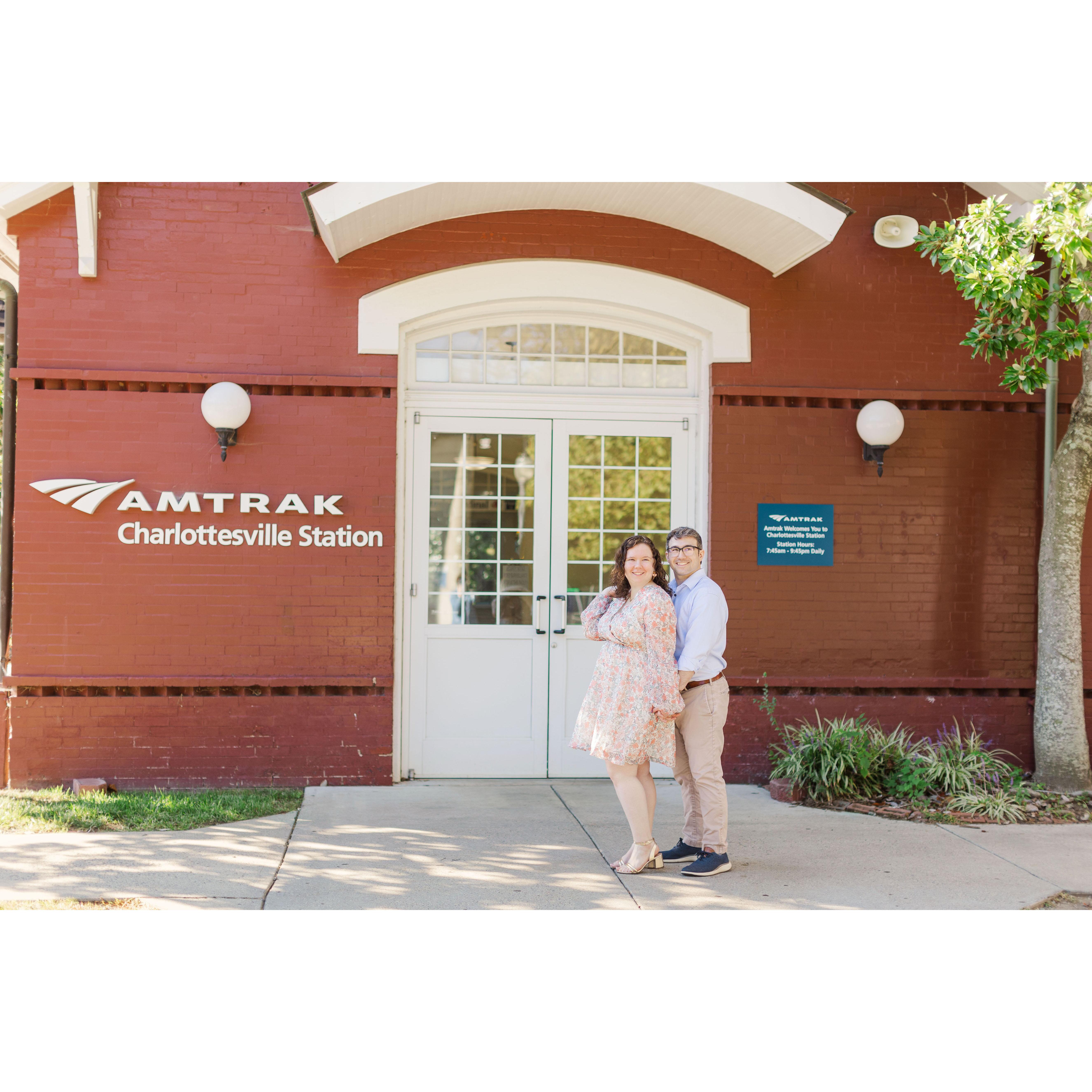 Engagement pictures at the Charlottesville Amtrak station!