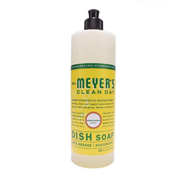 Mrs. Meyer's Clean Day Liquid Dish Soap, Cruelty Free Formula, Honeysuckle Scent, 16 oz- Pack of 6