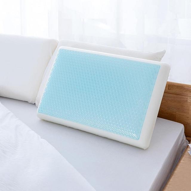 EGOHOME Cooling Memory Foam Pillow with Two-Sided Reversible Cover, Neck Support for Back, Stomach, and Side Sleepers, Washable Removable Cover, All-Season Comfort, Blue