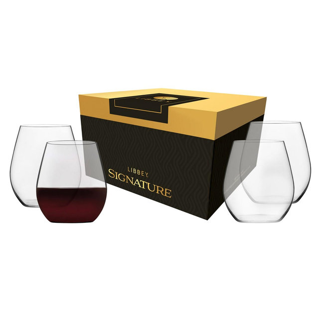 Libbey Signature Kentfield Stemless Wine Glasses, 18 Ounce, Set of 4
