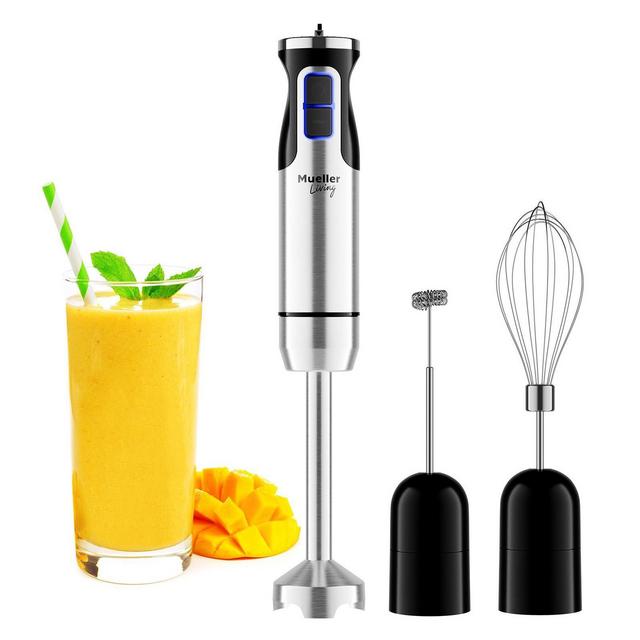 Mueller Immersion Blender Handheld - 8 Speed Stainless Steel Electric Hand Blender, 3 in 1 Emulsion Blender Handheld with Turbo Mode