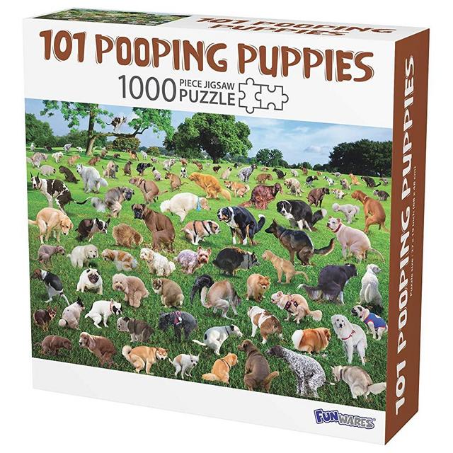 1000 Piece Puzzle, 101 Pooping Puppies, Dogs Pooping Puzzle, Perfect White Elephant Gag Gift, Funny Puzzle
