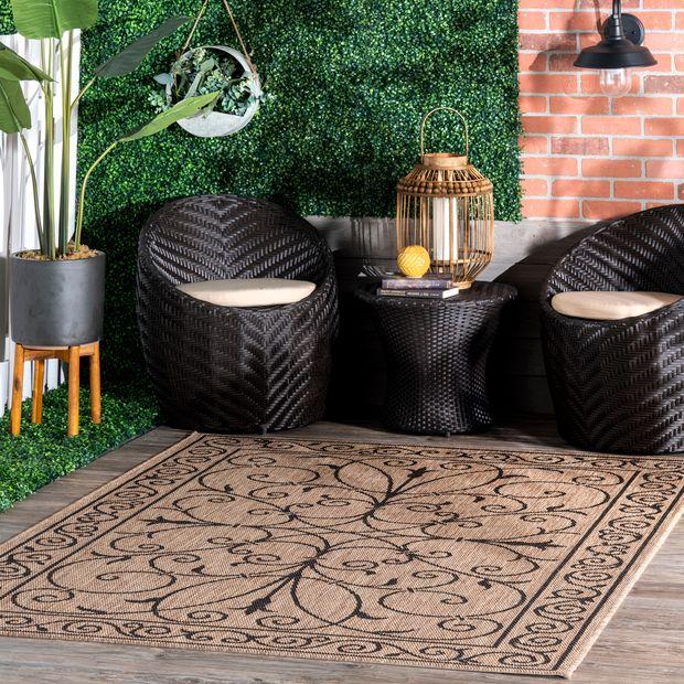 Brown Outdoor Krem 8' x 8' Area Rug