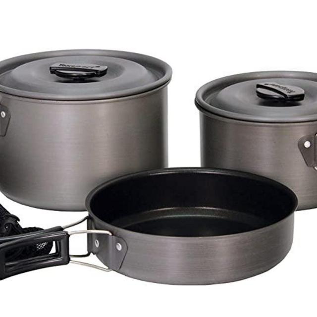 Texsport Black Ice The Scouter 5 pc Hard Anodized Camping Cookware Outdoor Cook Set with Storage Bag , Small