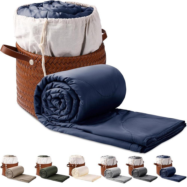 KOSMU Silk Comforter King Size | 100% Mulberry Silk Fill with Organic Bamboo Viscose Shell | Summer Cooling Blanket for Hot Sleepers, Lightweight Breathable All-Season Bedding (Blue, 104"x90")