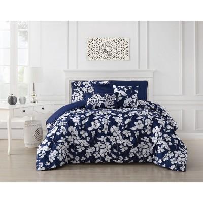 Geneva Home Fashion - Queen 6pc Jacqueline Pintuck Comforter Set Navy - Addison Home