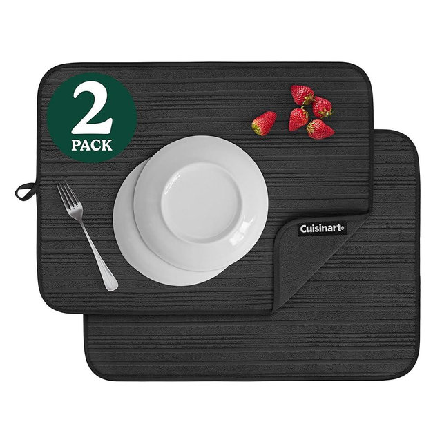 Cuisinart Dish Drying Mats for Kitchen Counter - (2) 18" x 24" Ultra Absorbent Dish Drying Mat XL - Foldable, Machine Washable, Fast Drying Dish Mat