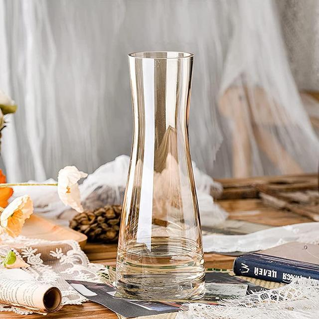 DEANGSHI Glass Tall Flower Vase,Thick Bottom Large Brown Glass Vases for Centerpieces Flowers Decor,10 Inch Big Glass Decorative Vase for Living Room Kitchen Office Home(Amber)