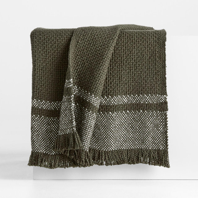 Weekend Burnt Green Organic Cotton 70"x55" Throw Blanket