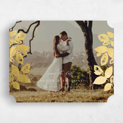 White Ticket Wedding Save the Date - Jasmine Photo Foil