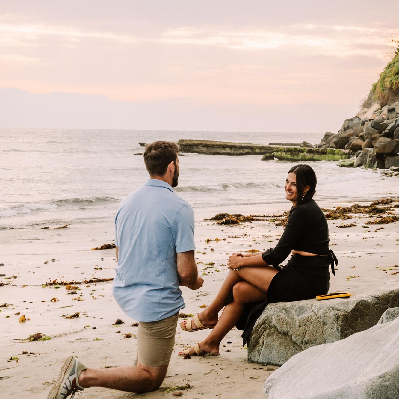 The Proposal
📍 Swamis Beach, CA
🗓 July 2023
Fun Fact: With the help of his brother and sister-in-law, Michael managed to pull of the greatest surprise proposal of all time. No bias here 😉