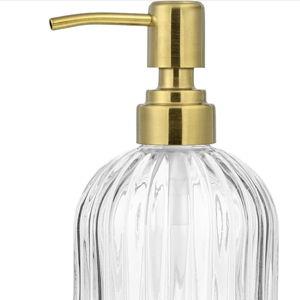 Clear Glass Soap Dispenser with Gold Pump 18oz