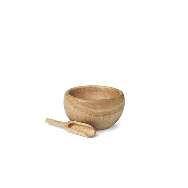 Menageri Salt Cellar And Spoon, Oak