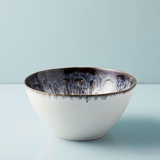 Reactive Glaze Tall Bowl, Black + White