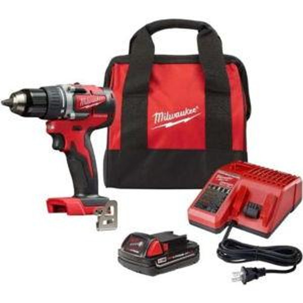 M18 18V Lithium-Ion Brushless Cordless 1/2 in. Compact Drill/Driver Kit with Two 2.0 Ah Batteries, Charger and Case