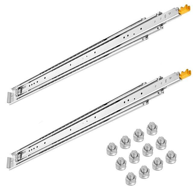 SPACEEUP Heavy Duty Drawer Slides 48 Inch, Soft Close Drawer Slides with Double Lock, 1 Pair Full Extension Ball Bearing Drawer Slides, 500LBS Load Capacity Industrial Drawer Slides