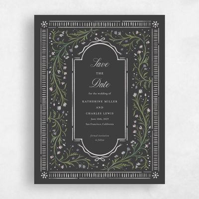 Dark Charcoal, Grey Wedding Save the Date - Querida Portrait