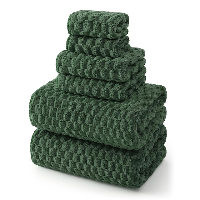 REDKISS Olive Green Microfiber Towels Set of 6-35x70 Inches Oversized Bath Sheets, Extra Large Bath Towels Set of 6, Super Soft Quick Dry Lint Free Absorbent Waffle Microfiber Shower Towels