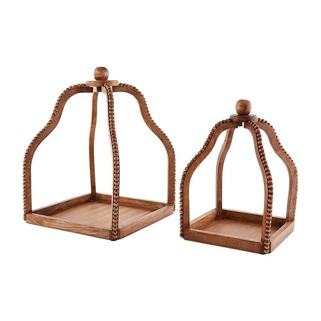 Mud Pie Natural Wood Beaded Lantern