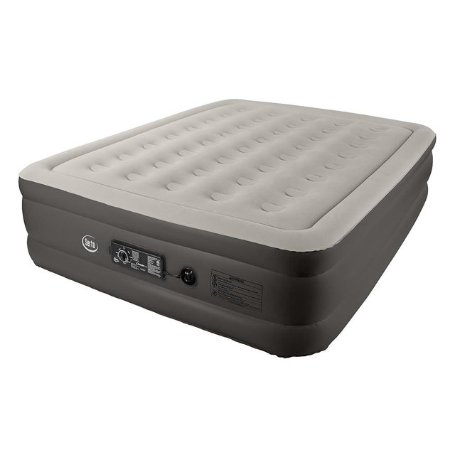 Serta Raised Air Mattress with Never Flat Pump | Luxury Inflatable Mattress with Built in Air Pump to Ensure a Good Night’s Rest | Heavy Duty Blow Up Mattress with Self Inflating Pump