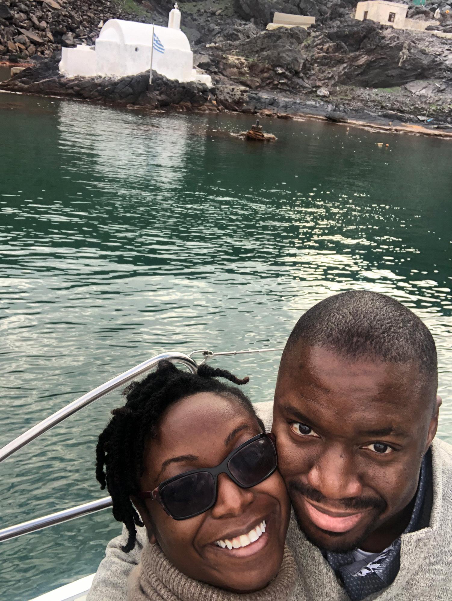 Red beach cruise selfie