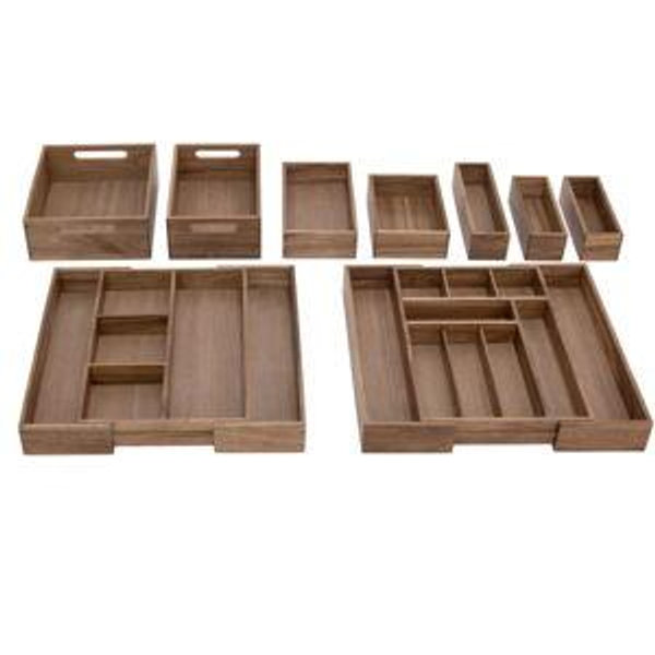 Seville Classics 9-piece Acacia Organizer Starter Set