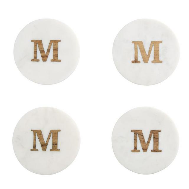 Alphabet Marble with Wood Coasters - M
